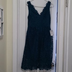 Teal Astr lace v-neck dress nwt med